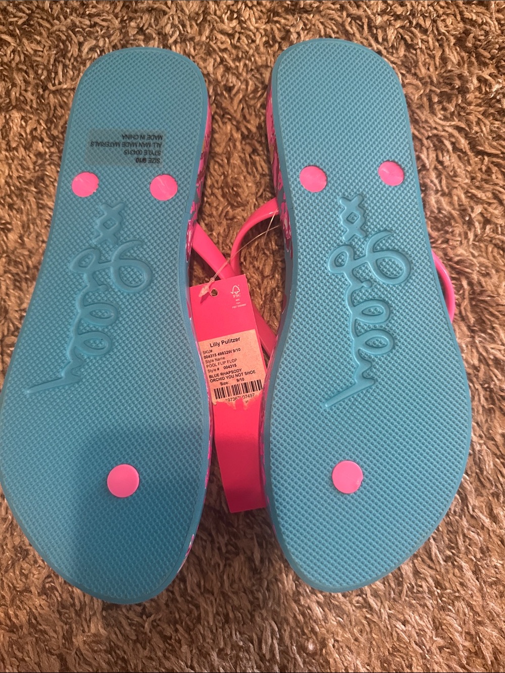 NWT Lilly Pulitzer blue rhapsody orchid flip flop - Picture 5 of 6